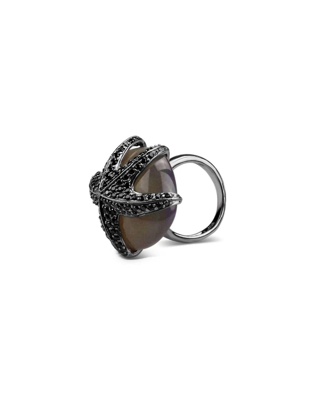 Bellus Domina Black Sterling Agate Umbra Starfish Cocktail Ring
