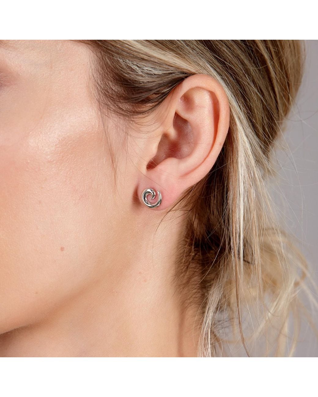 Lucy Quartermaine Metallic Solid Sterling Swirl Studs