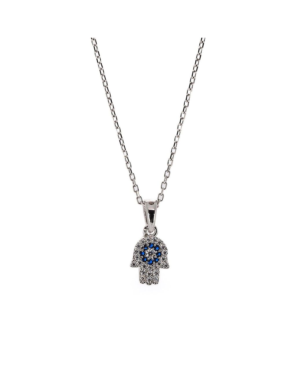 Ebru Jewelry Metallic Minimalist Hamsa Hand Sterling Silver Necklace