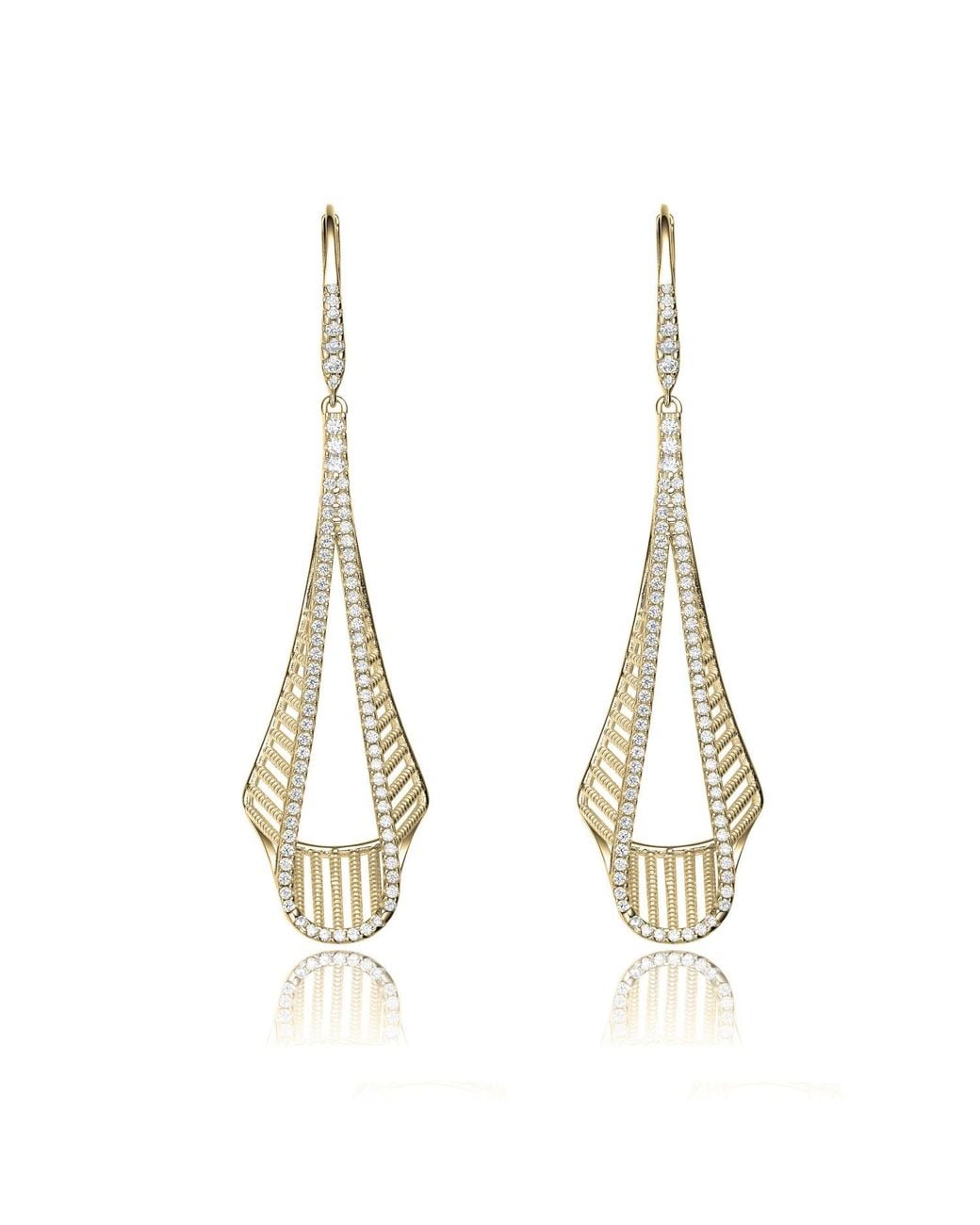 Genevive Jewelry Metallic Sterling Plated Cubic Zirconia Drop Earrings