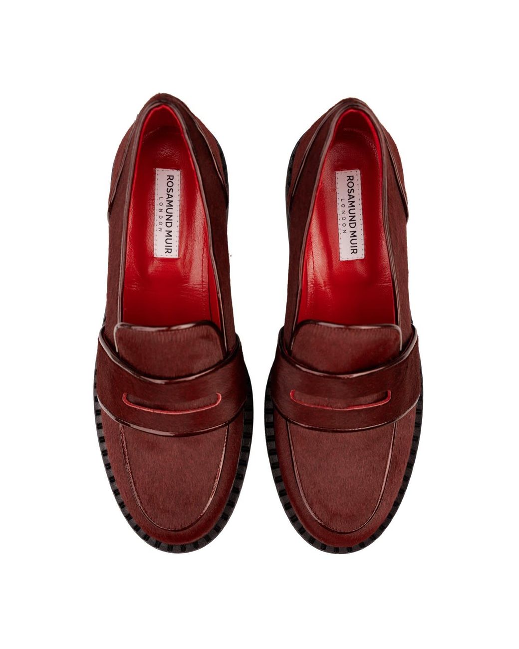 Rosamund Muir London Red Stratford Burgundy Calf Hair Loafers