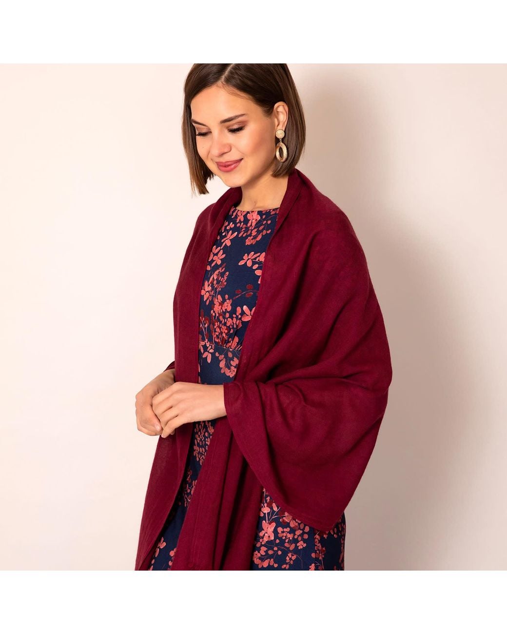 Alie Street London Red Aurielle Silk Wool Scarf Deep Wine