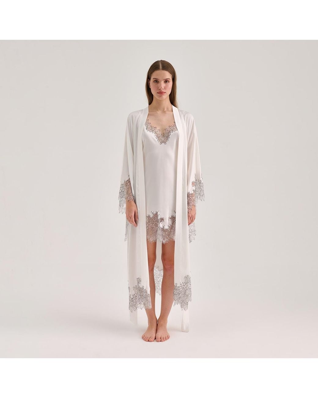 Avenue 8 White Silk Lace Detailed Mini Cami Dress