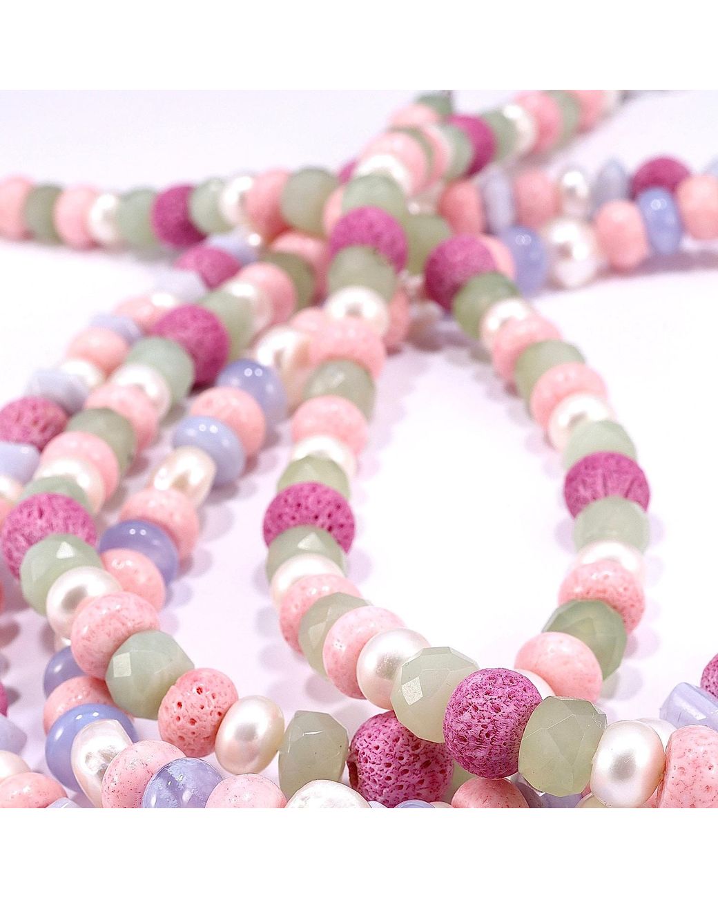Mineralgems•Studio Pink Candy Necklace With Coral And Jade