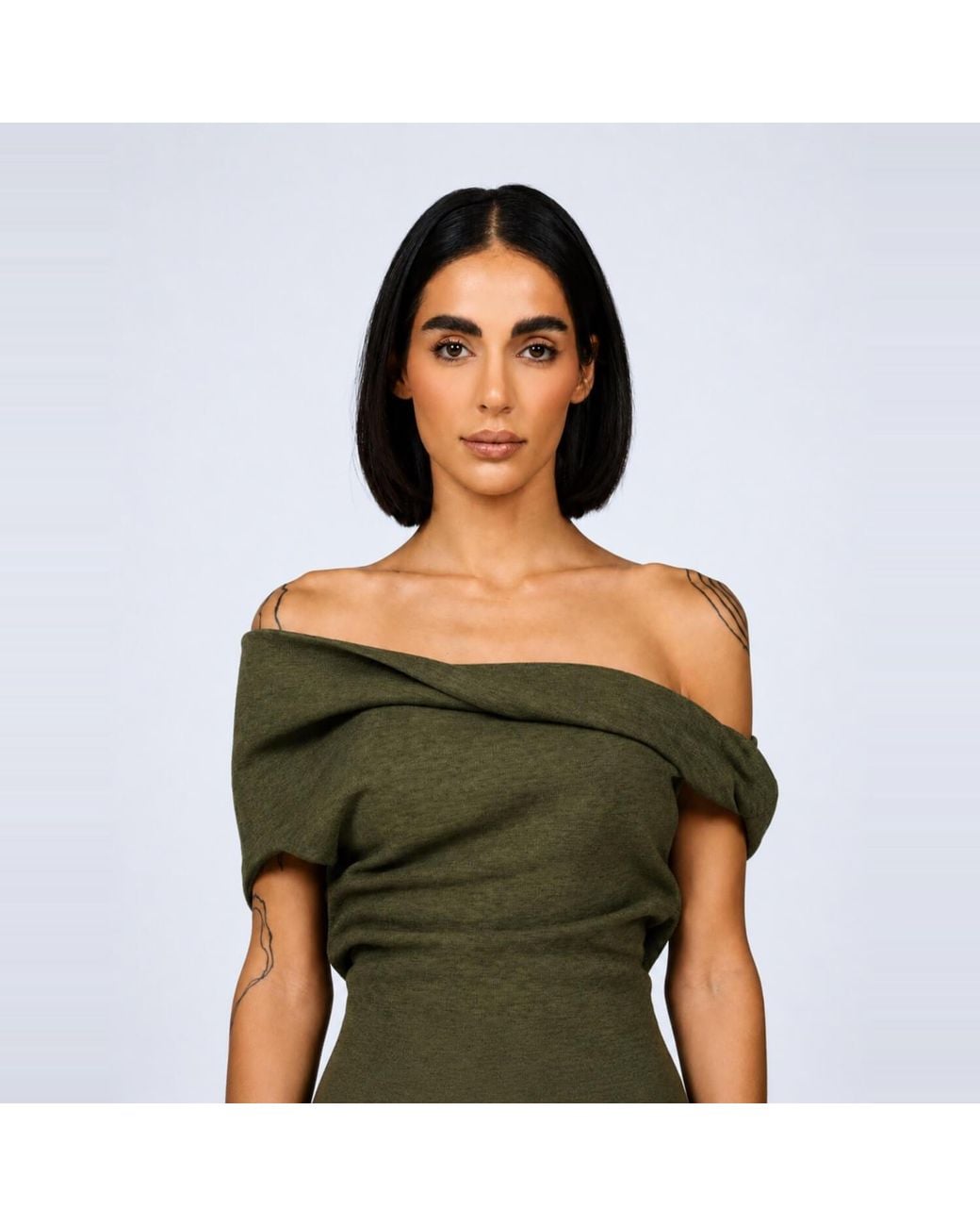 Elamins Green Shoulder Twist Top