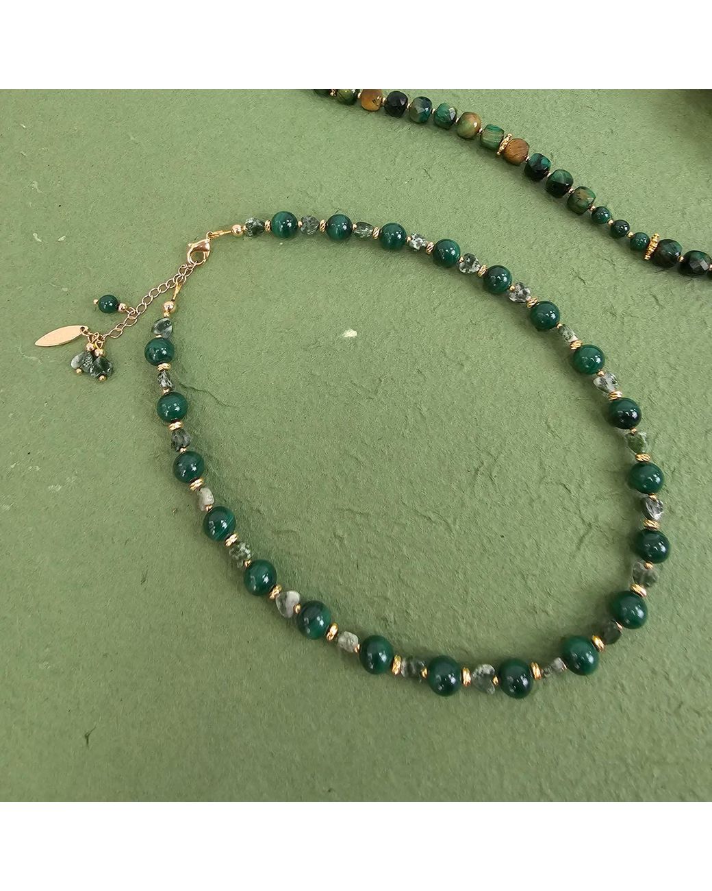 Farra Black Malachite With Heart Shape Agate Choker Necklace