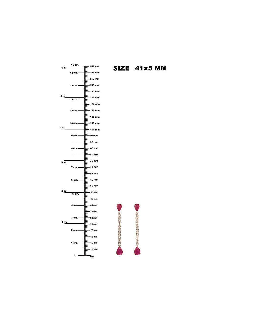 Artisan White Ruby & Diamond Linear Drop Earrings