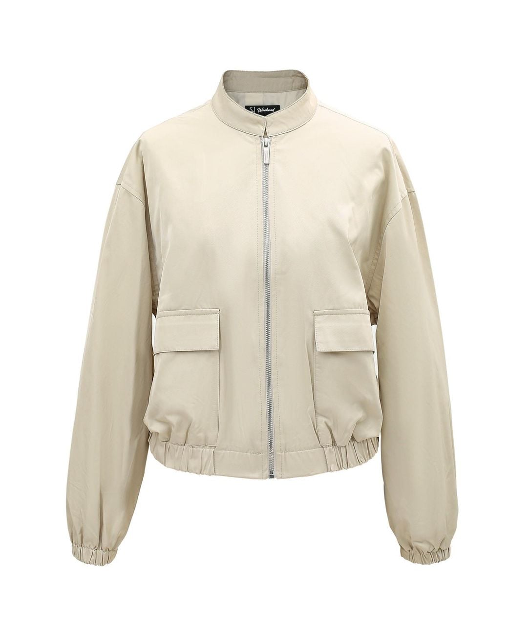 Smart and Joy Natural Neutrals Minimlalist Short Bomber Jacket