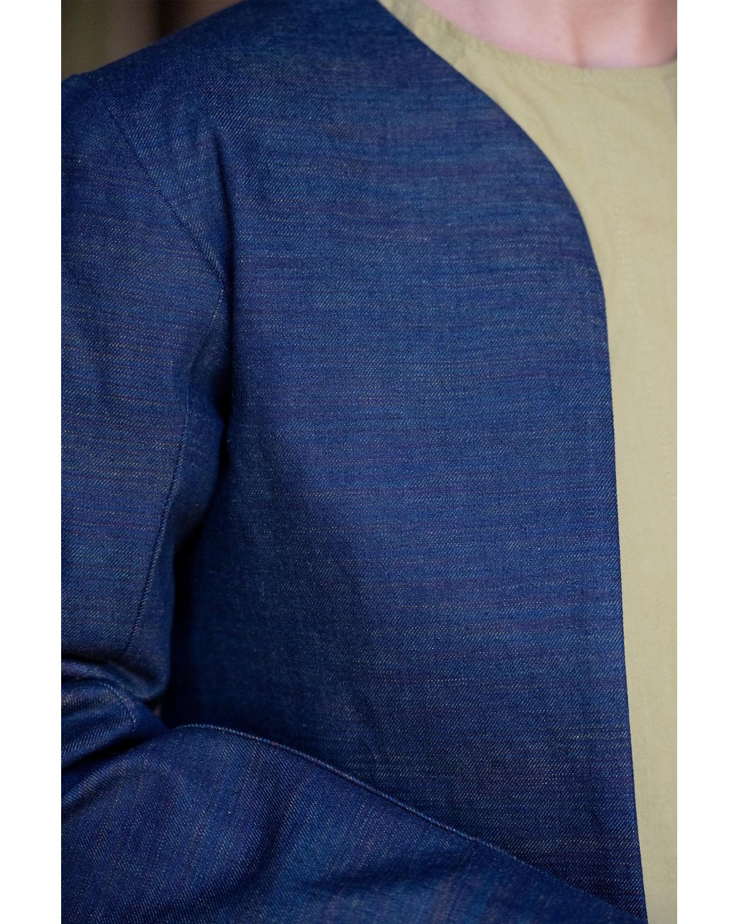 Stovaria Blue Midnight Peacock Cotton Denim Statement Jacket