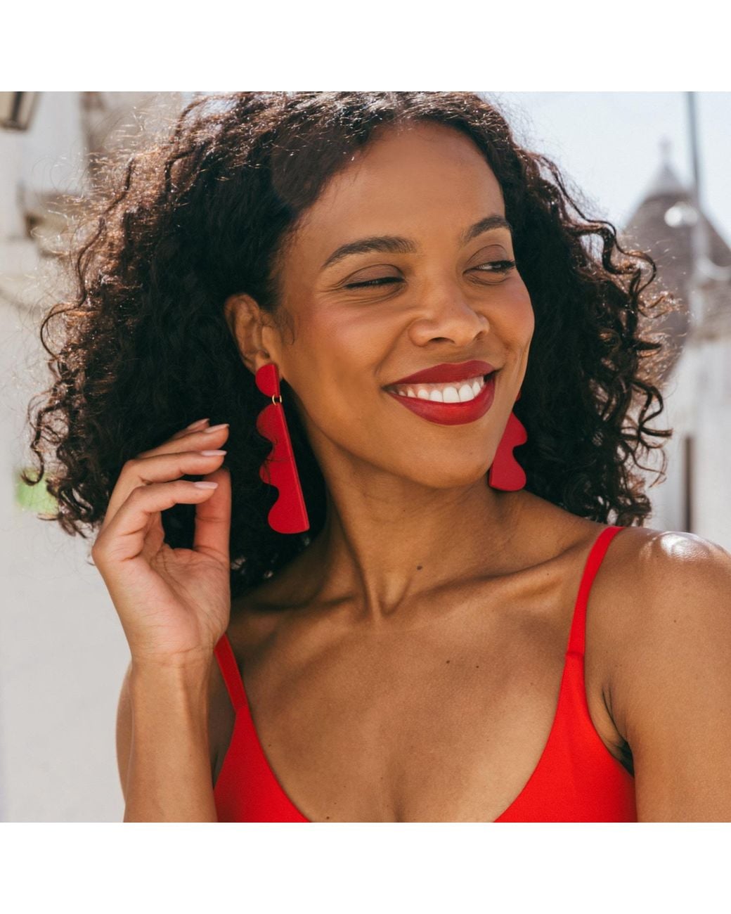 By Chavelli White Neutrals wiggles Dangly Earrings In Paint Splatter