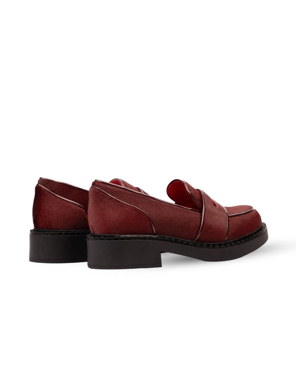 Rosamund Muir London Red Stratford Burgundy Calf Hair Loafers