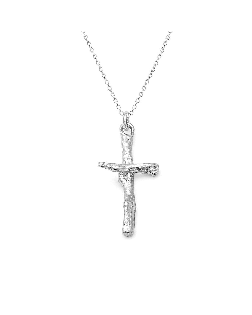 Mother Nature Jewelry Metallic Cross Necklace, Handmade Branch Pendant