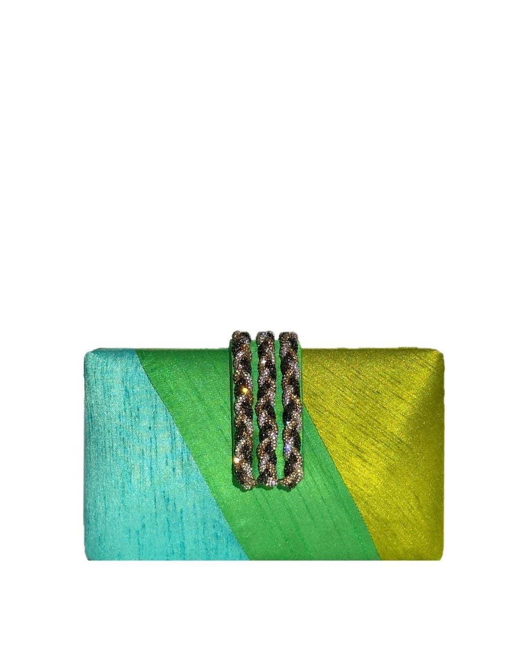 Simitri Green Key Lime Braided Fringe Clutch