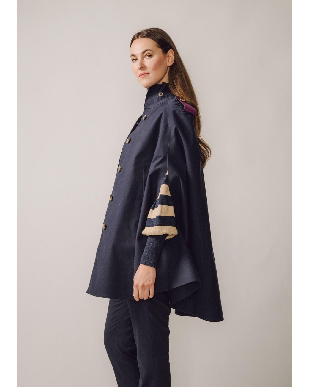 BEIRA Blue Nadia Waterproof Cape With Contrast