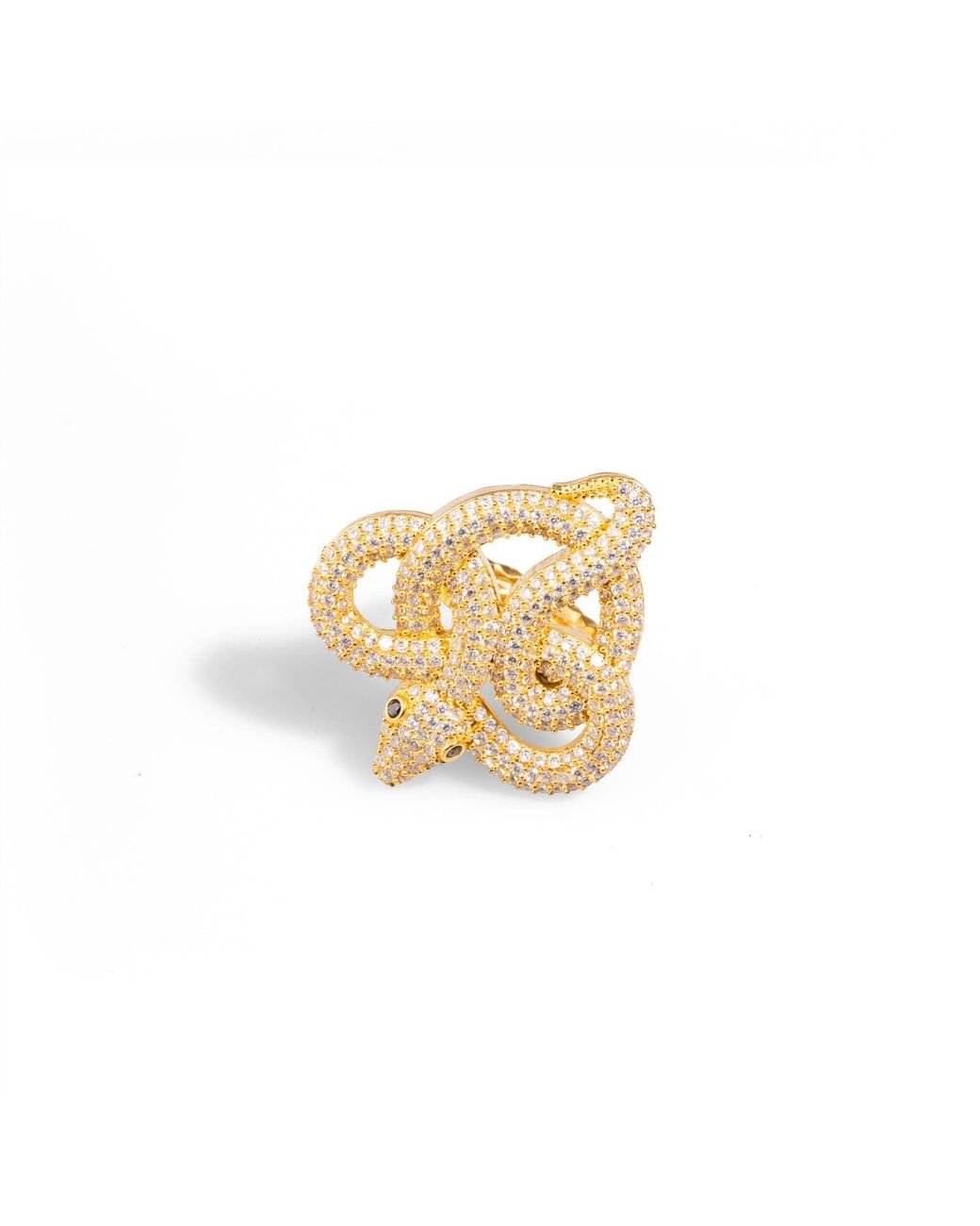Ebru Jewelry Metallic Majestic Diamond Snake Chunky Adjustable Ring
