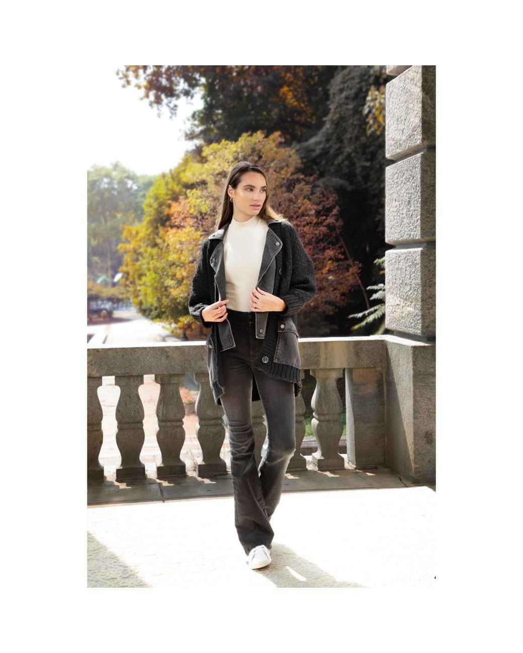 Saachi Black Denim Knit Cardigan