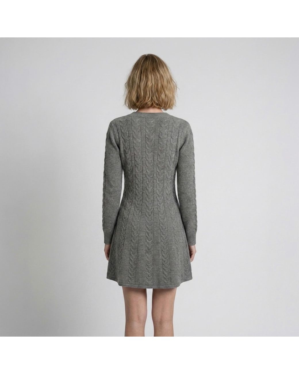 Modenaire Gray Cable Knit Dress Sculpted Texture