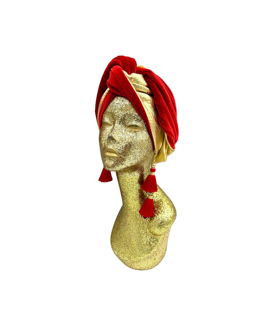 Julia Clancey Red Zia Golden & Ruby Mini Dorado Reversible Turban