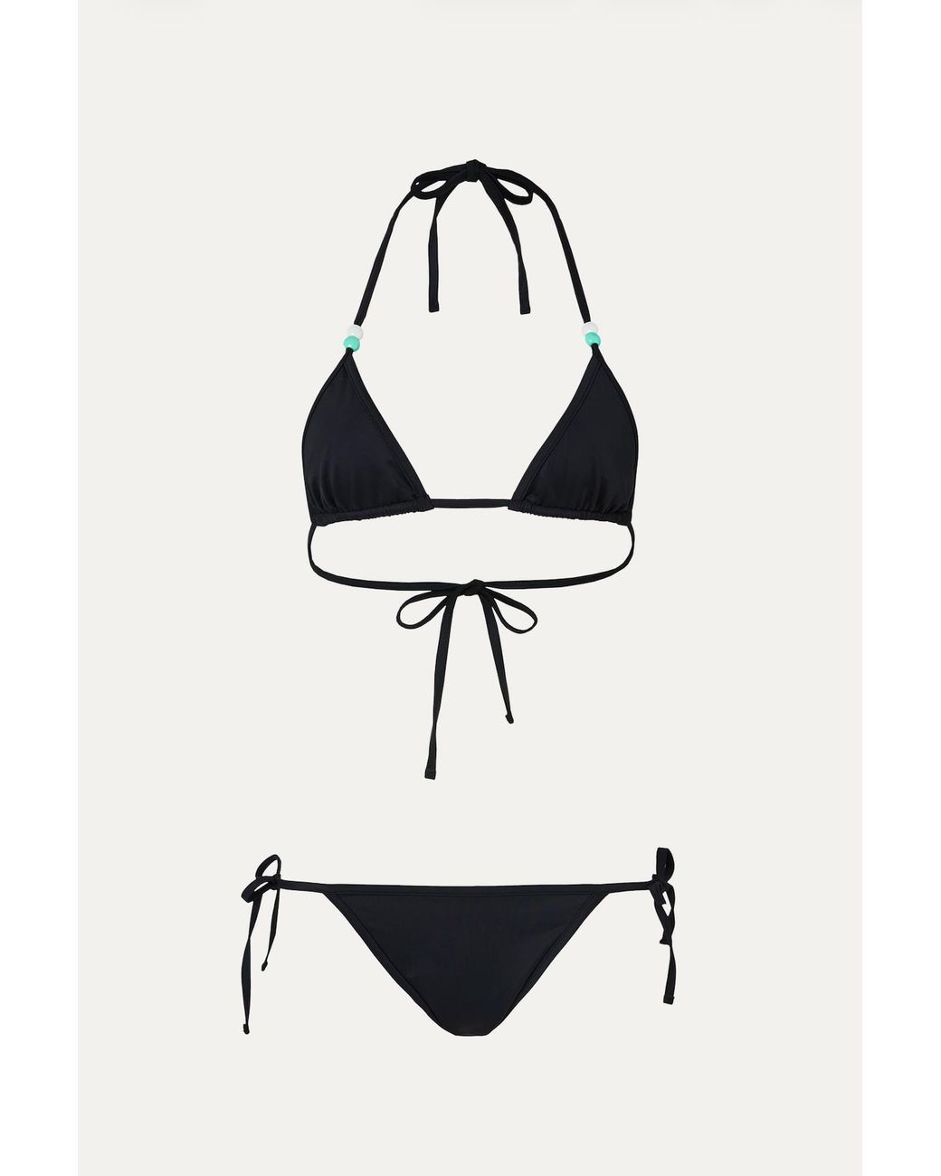 Par & Escala Black Iso Beaded Triangle Bikini Top