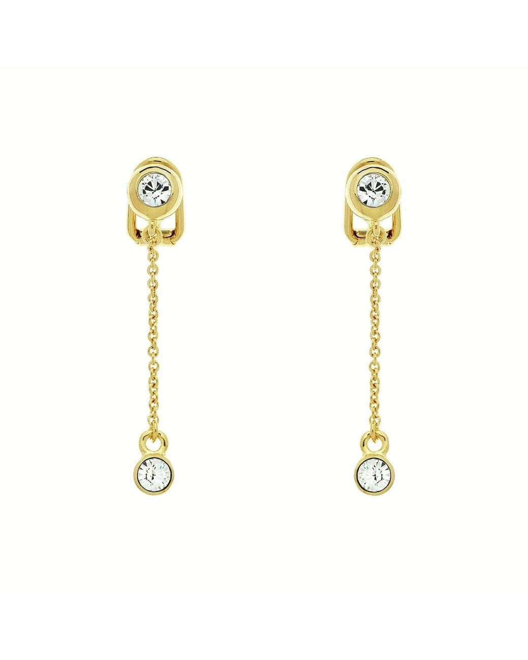 Emma Holland Jewellery Metallic Crystal Gold Chain Clip On Earrings