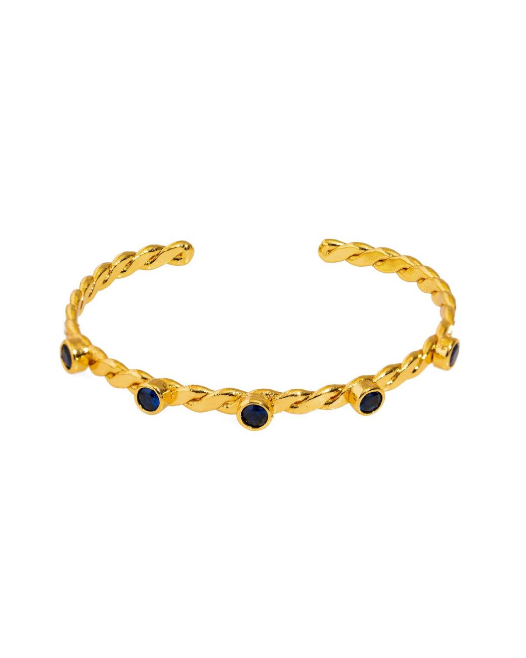 Ebru Jewelry Metallic Twisted Sapphire & Dainty Cuff Bracelet