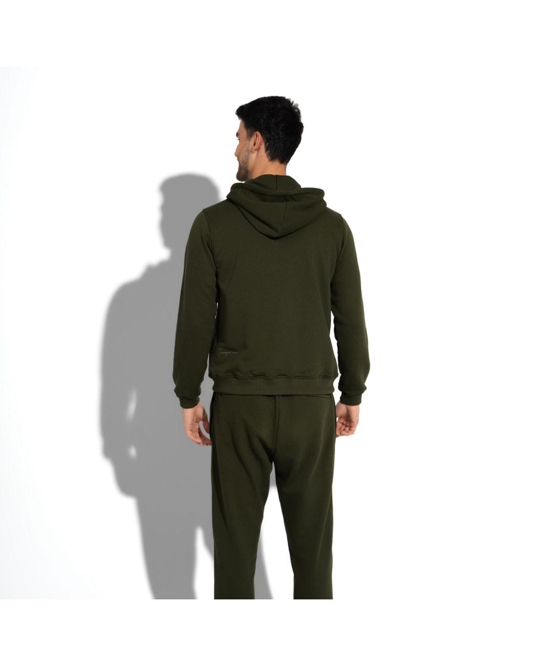 Maison Tangerine Green Premium Cotton Zip-Up Hoodie & Joggers Tracksuit Set Khaki For
