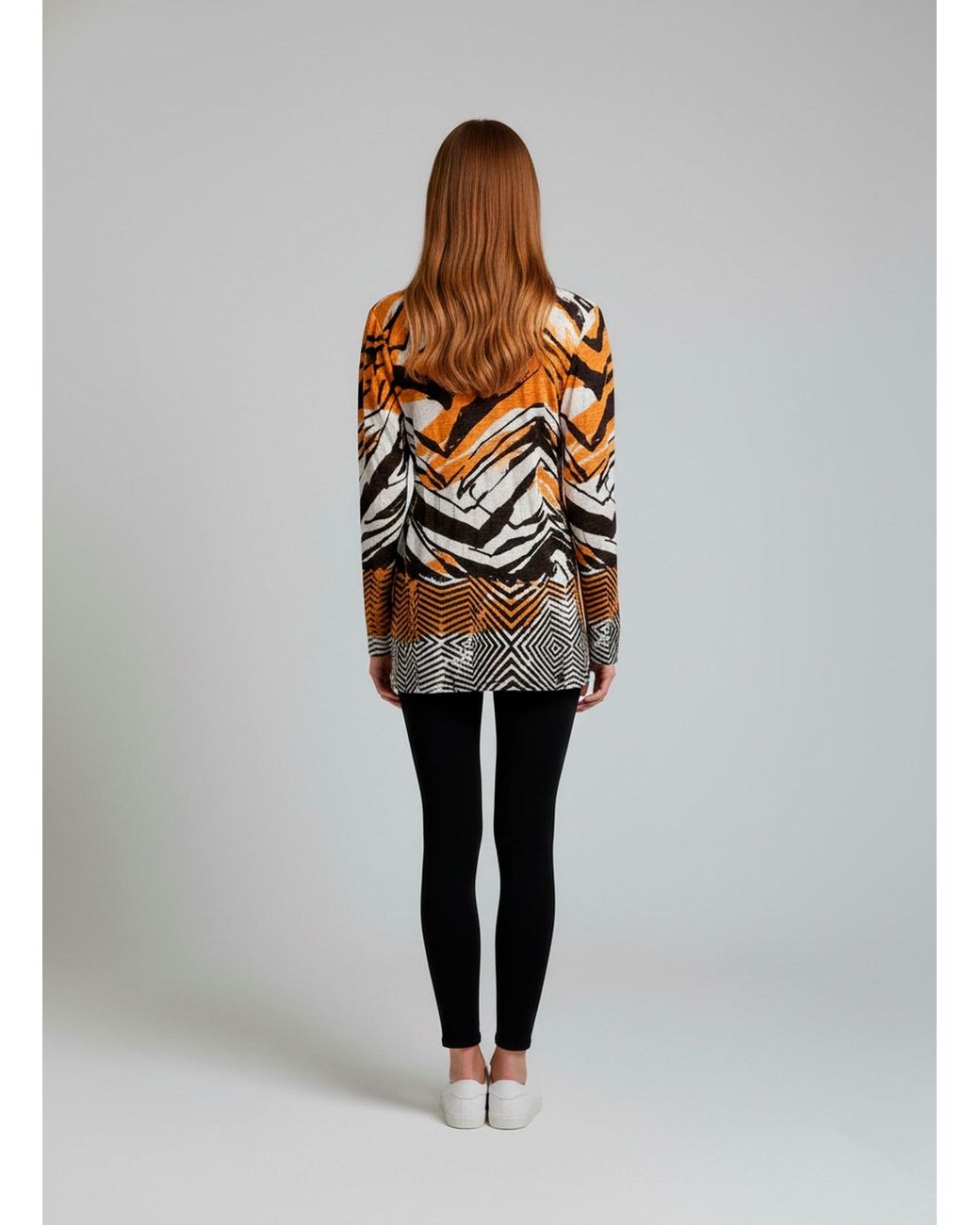 Conquista Multicolor Belted Animal-Print Cardigan With Open Front