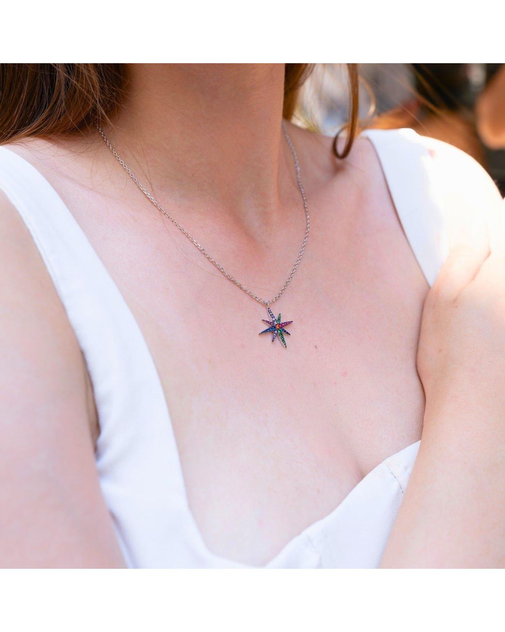 Spero London Metallic Sterling Starburst Necklace