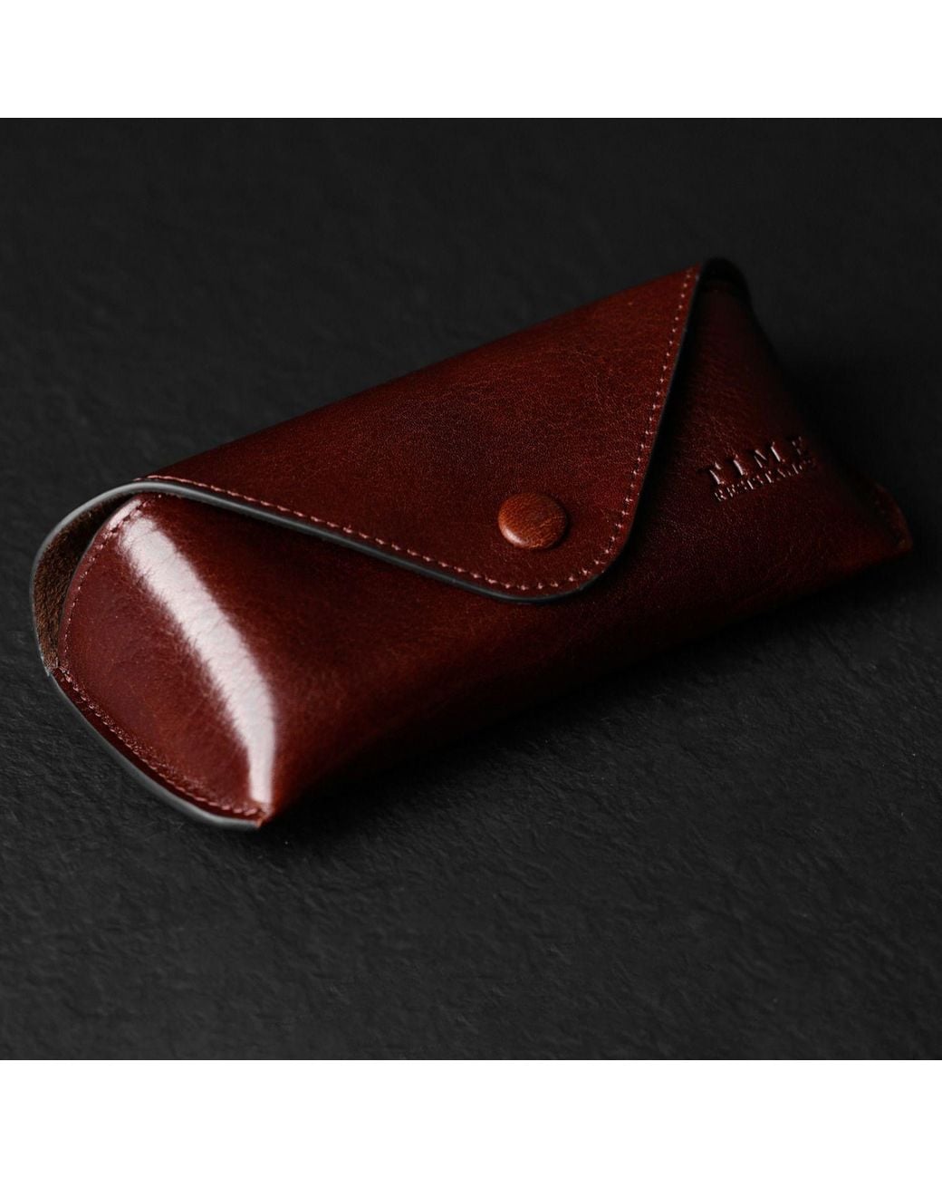 Time Resistance Brown Leather Glasses Case For