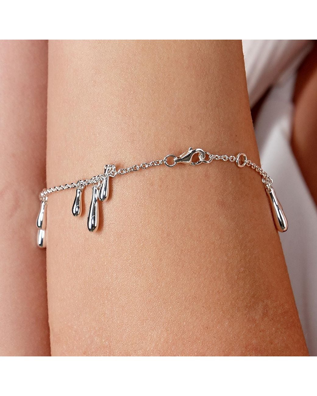 Lucy Quartermaine Metallic Solid Sterling Drop Cluster Bracelet