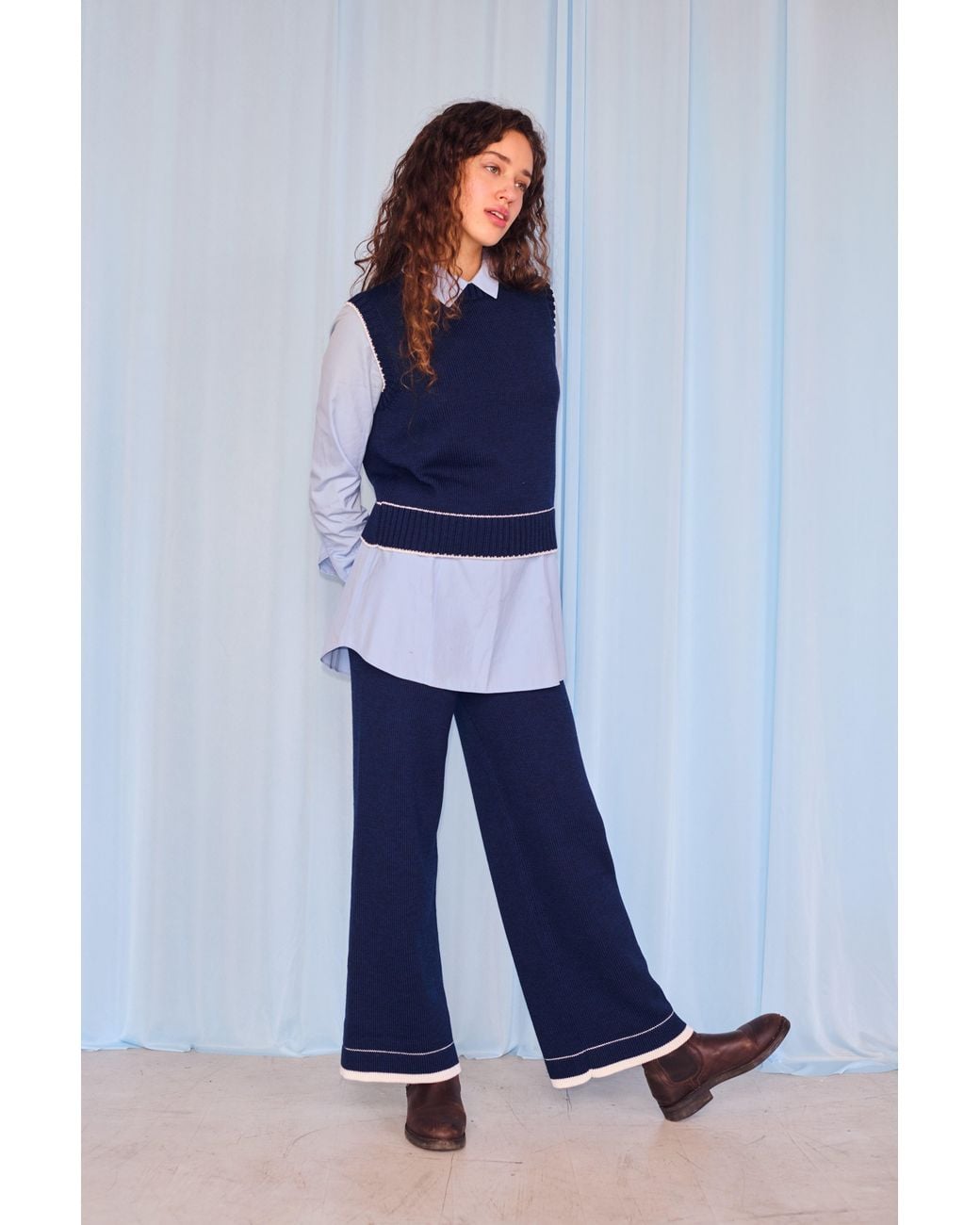 Gigi Knitwear Blue Lara Knit Pants
