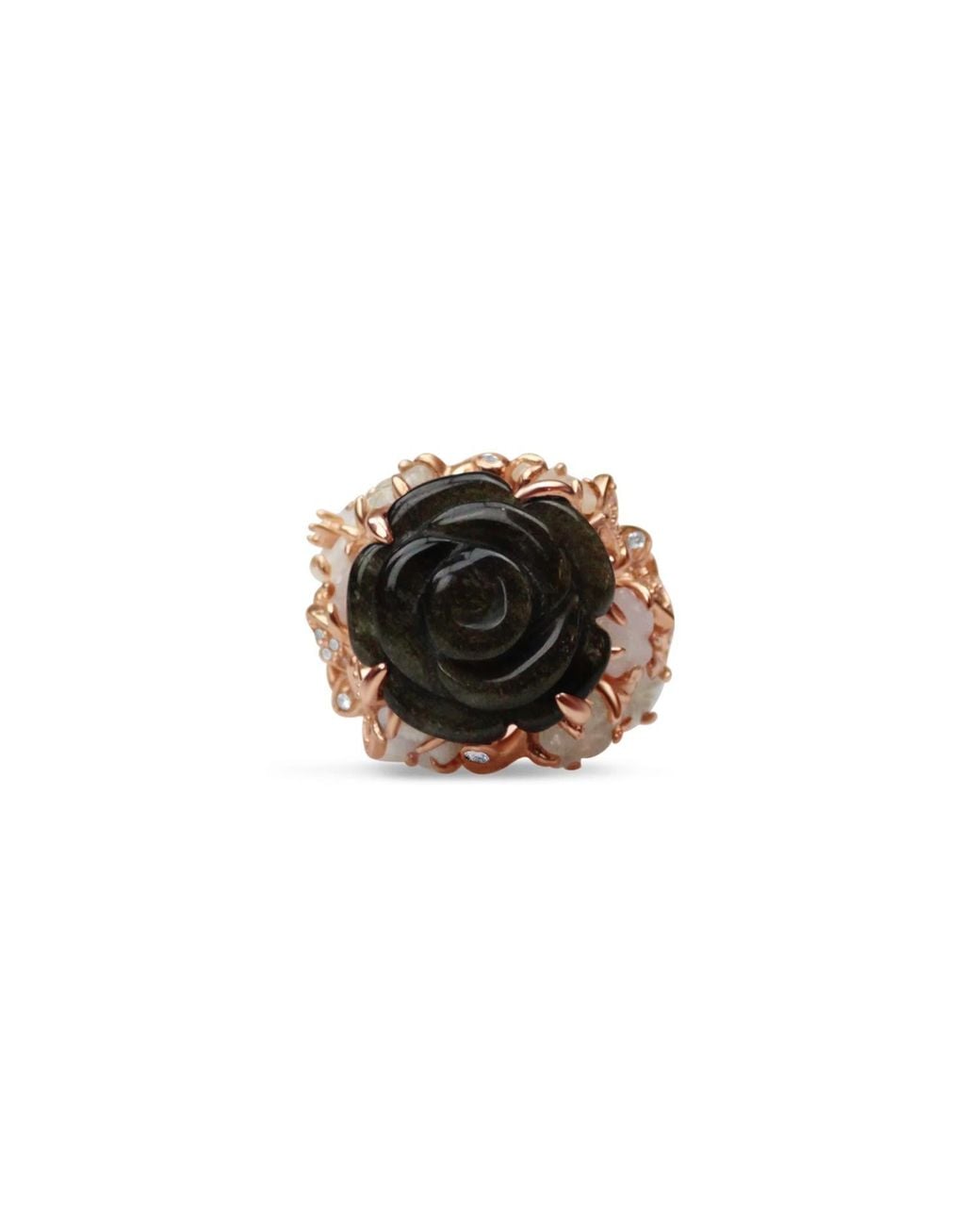 Bellus Domina Black Plated Obsidian Rose Ring
