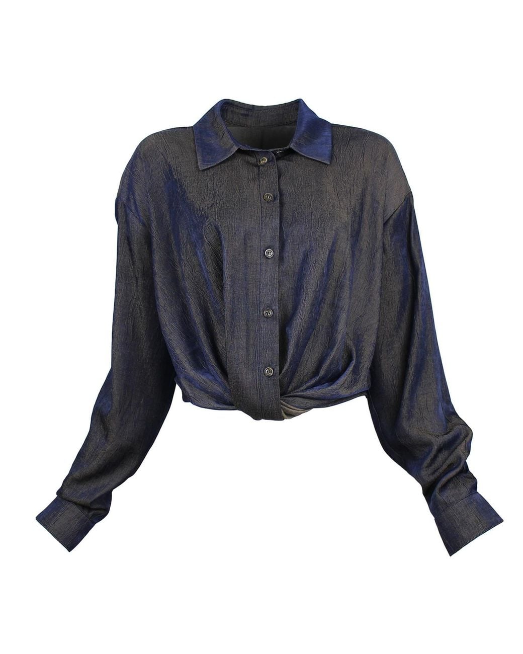 Lalipop Design Blue Relaxed Shirt With Draped Front Hem
