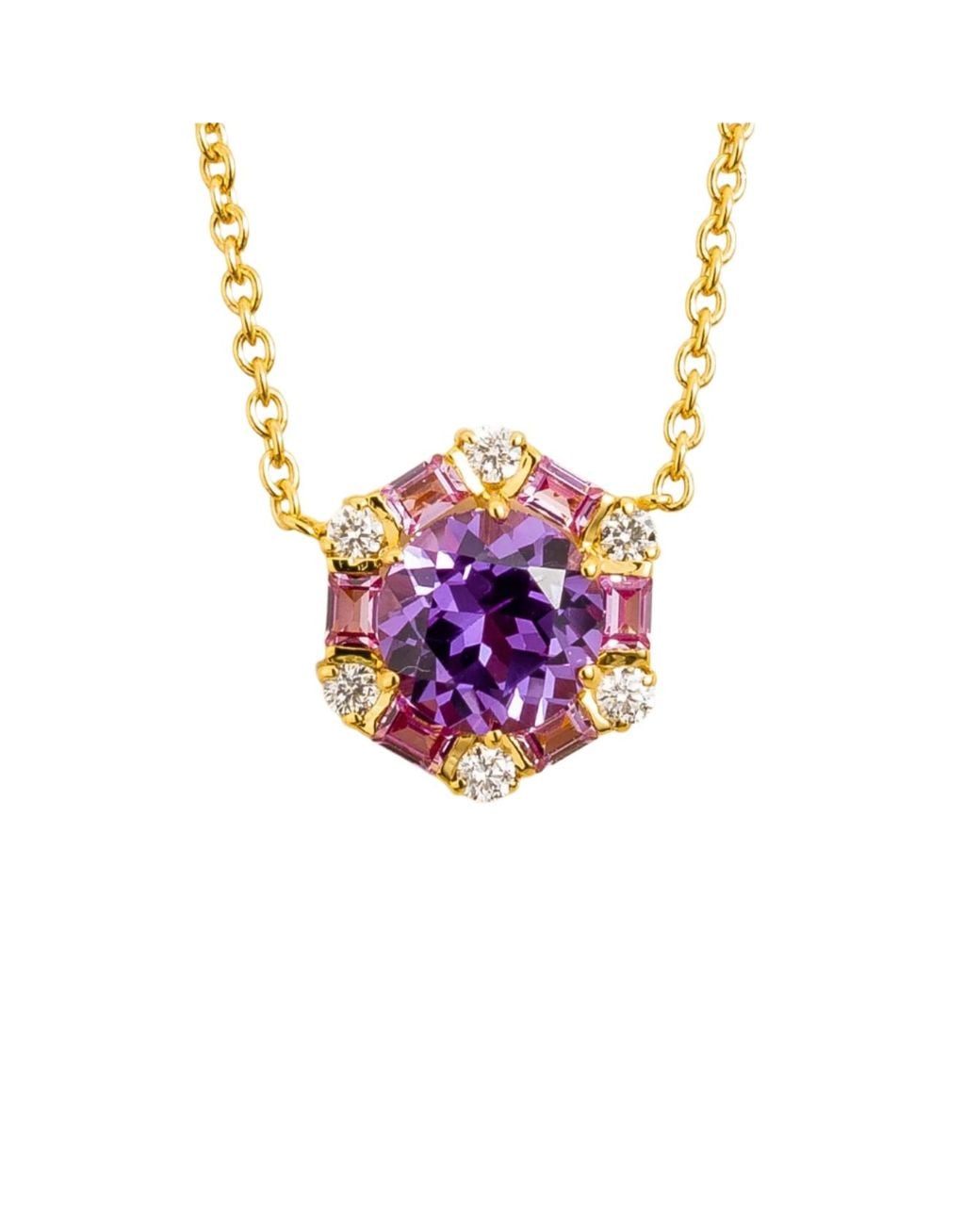 Juvetti Purple Melba Necklace Set With Sapphire, Sapphire & Diamond