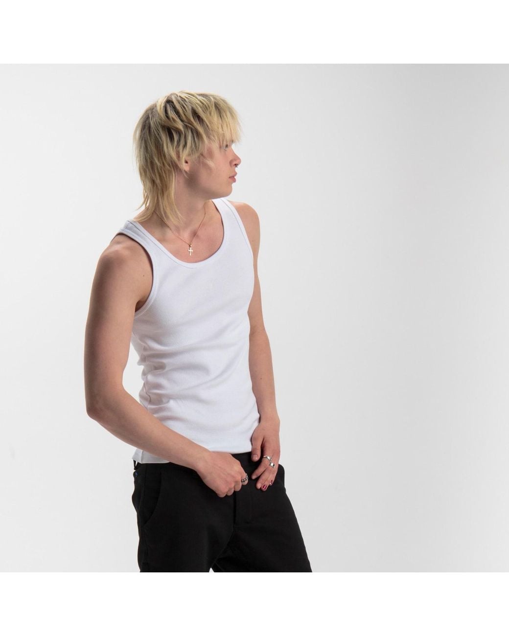 Reet Aus White Tank Top For Basic for men