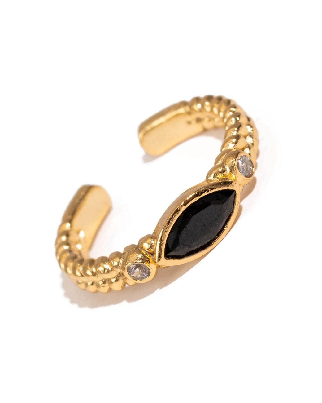 Ebru Jewelry Metallic Onyx Teardrop Gemstone Adjustable Ring