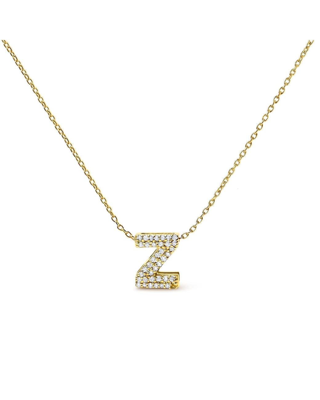 Haus of Brilliance Metallic 10K Diamond Accent "A-Z" Initial Bubble Pendant Necklace