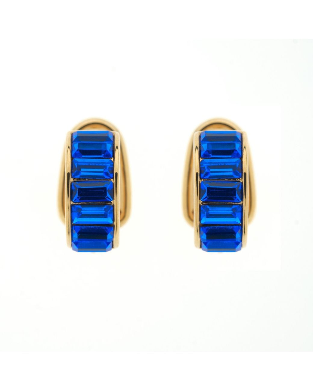 Emma Holland Jewellery Blue Sapphire Baguette Crystal Clip Earrings