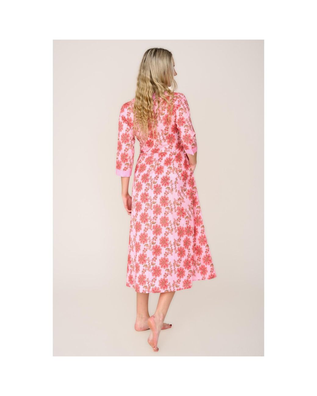 At Last Pink Cotton Rhonda Midi Dress