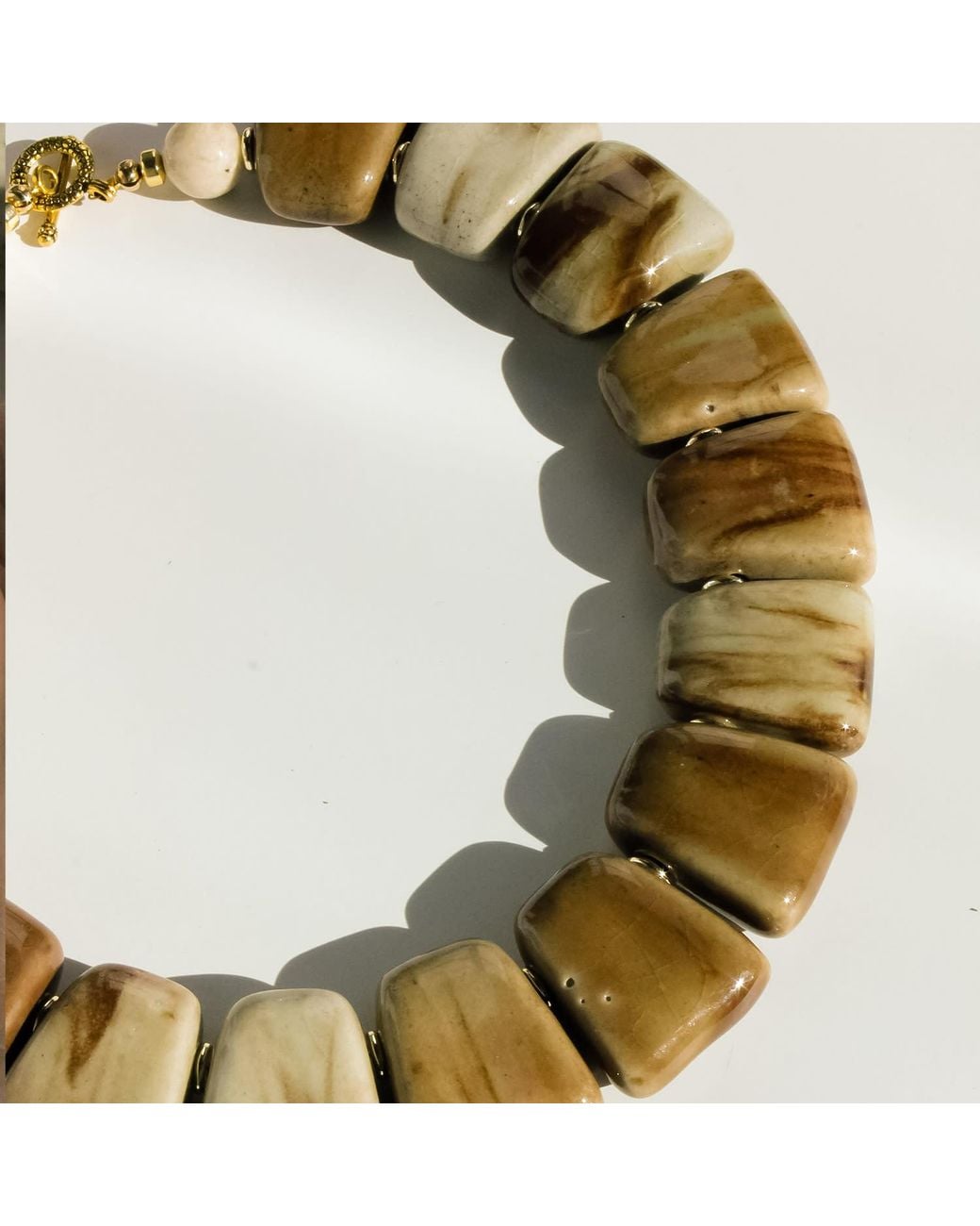 Edgar Navarro Jewelry Green Neutrals Navarro Sand Trapezoid Ceramic Statement Necklace