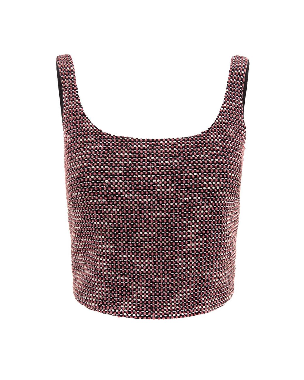 AVENUE No.29 Purple Tweed Cropped Blouse With Metallic Zipper