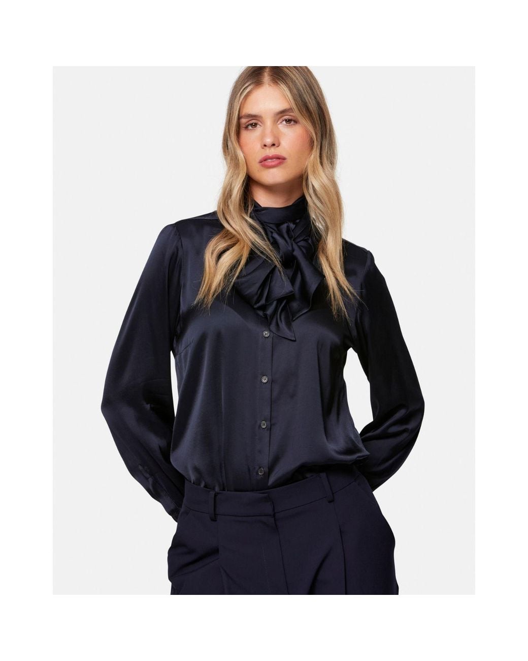 Helen Mcalinden Blue Anastasia Pussybow Blouse