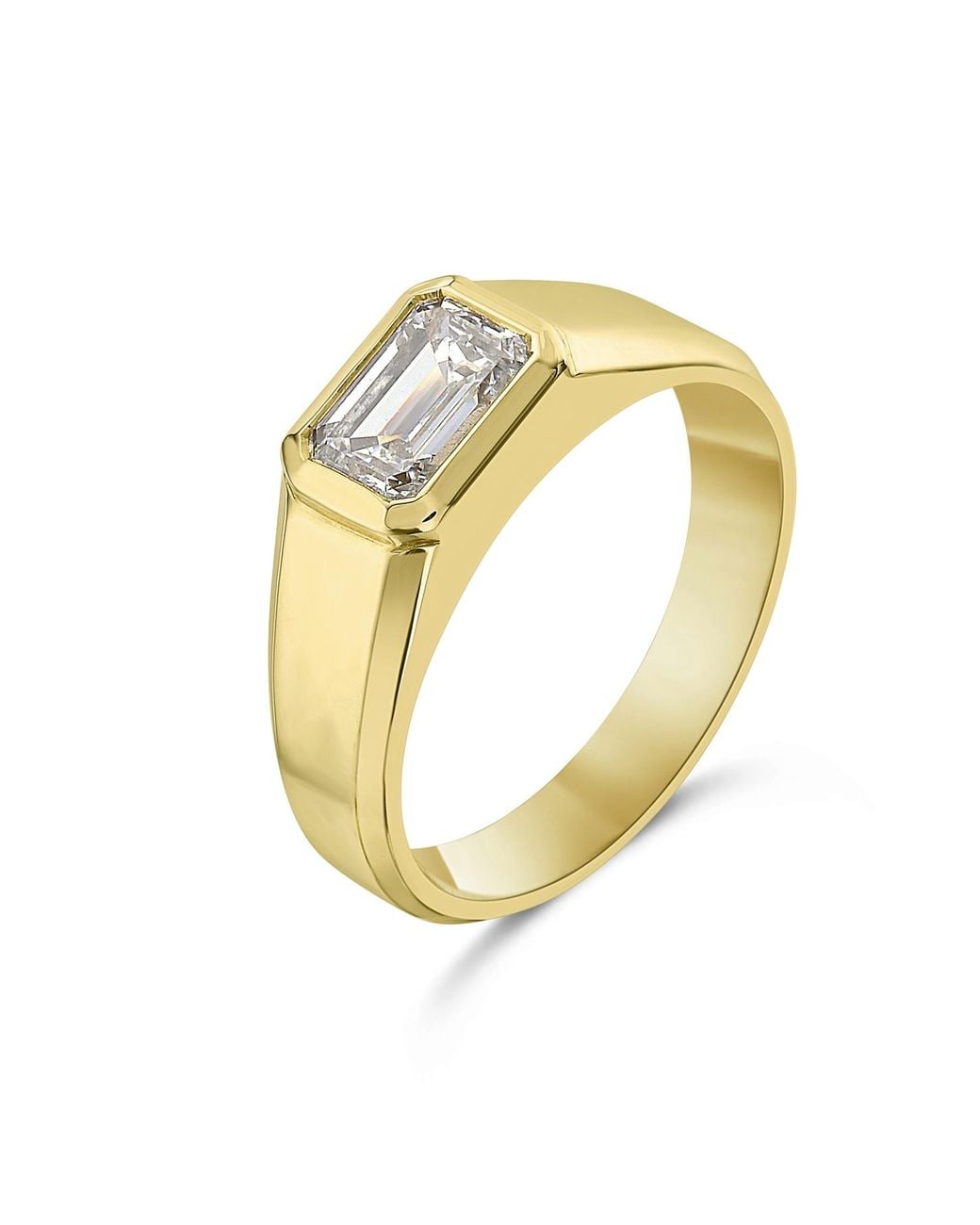 Artisan Metallic Lab Grown Emerald Cut Diamond Signet Ring