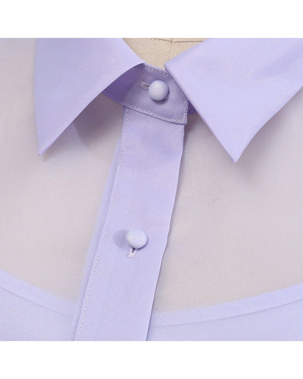 Smart and Joy Purple Short Sleeves Flaps Organza Shirt -Light