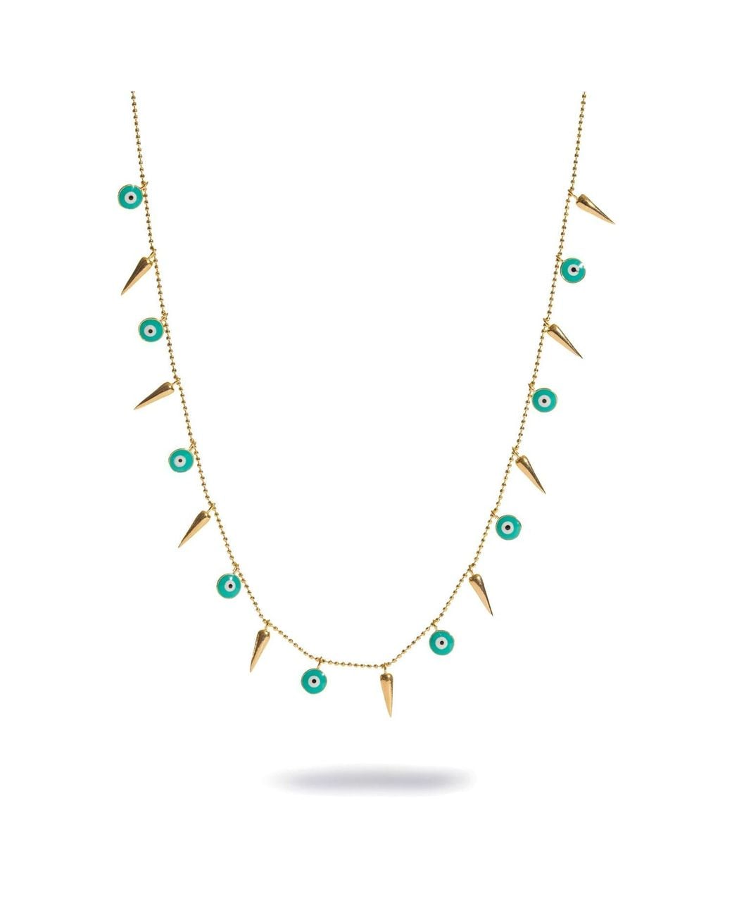 Ebru Jewelry Metallic Evil Eye & Spike Charm Necklace