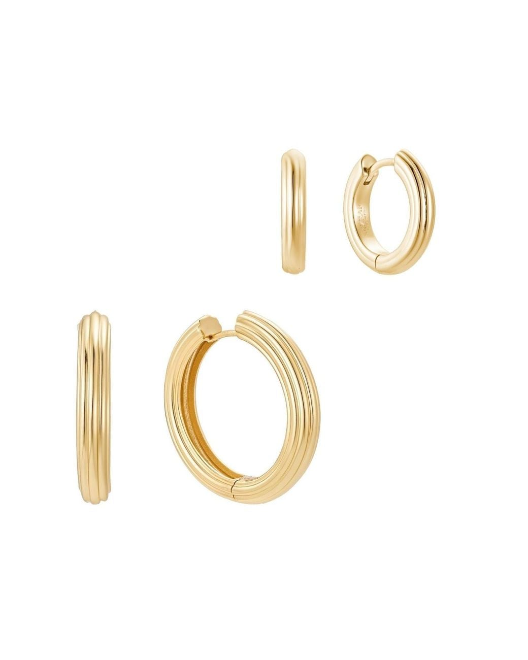 Nazzar Metallic Ribbed Hoop Earrings Set