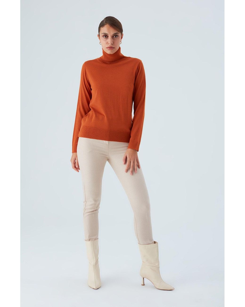 Peraluna Orange Valeria Fine Turtleneck Pullover