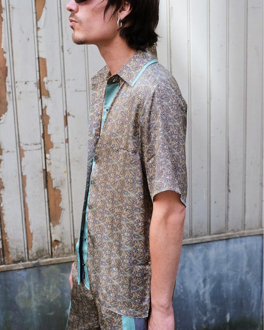 Monzlapur New York Green Paisley Motif Short Sleeve Shirt- Mint for men