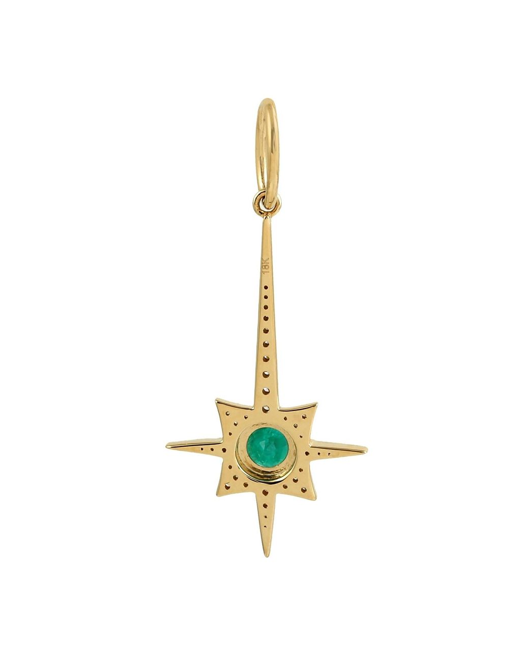 Artisan Metallic 18K Emerald & Diamond Starburst Drop Pendant