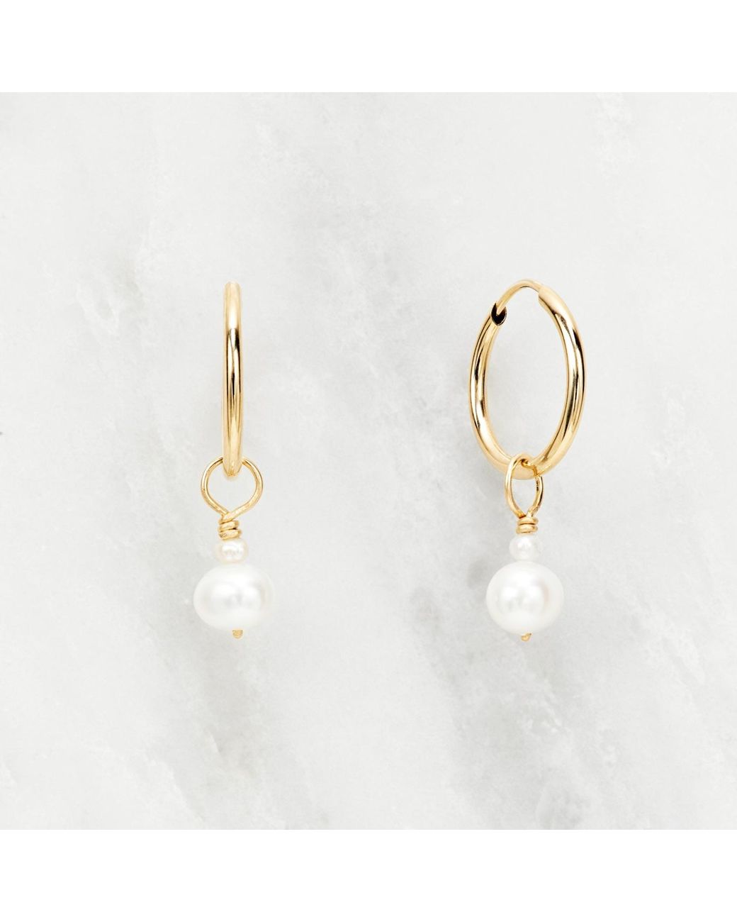 Lily & Roo Metallic Small Pearl Drop Hoop Earrings